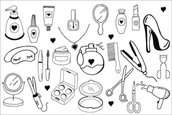 23 Illustrations About Cosmetics: Doodle Graphics for Content