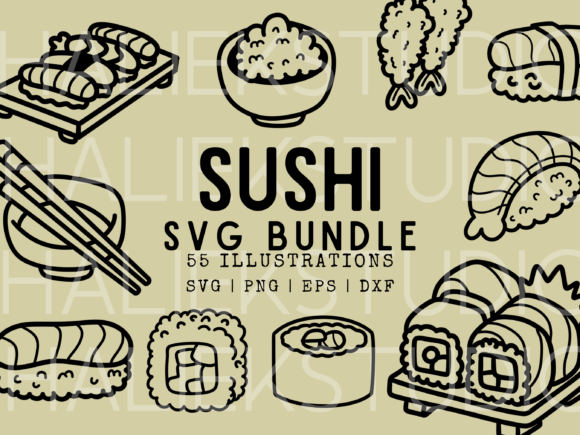 55 Sushi Doodles SVG Illustrations and Graphics for Sellers