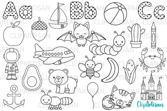 Alphabet Clip Art, ABC Illustrations Graphics for Branding