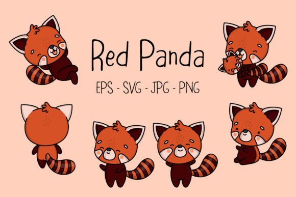 Cartoon Red Panda Illustrations & Graphics