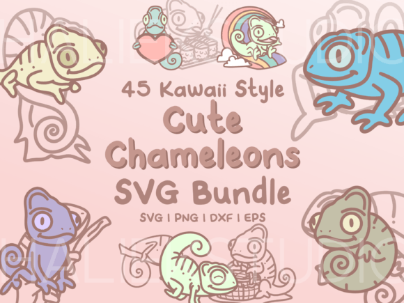 Chameleons SVG Illustrations: Graphics for Handmade Business