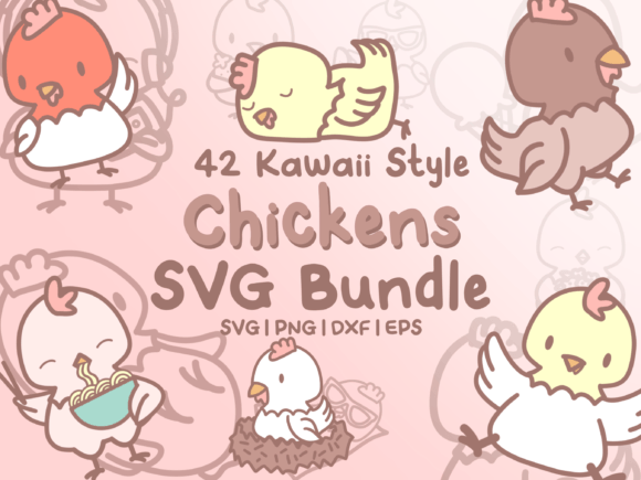 Cute Chickens SVG: Graphics & Illustrations for Content