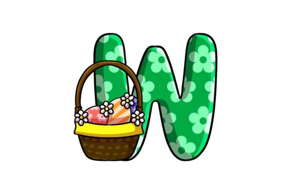 Cute Easter Egg Alphabet W Illustrations: Spring Graphics & Design