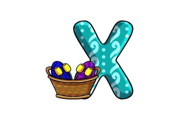 Cute Easter Egg Alphabet X Illustrations