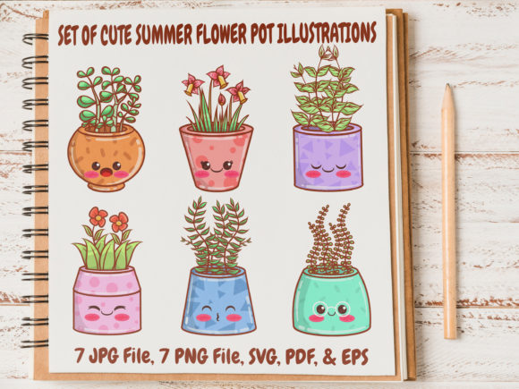 Cute Summer Flower Pot Illustrations: Graphics Review
