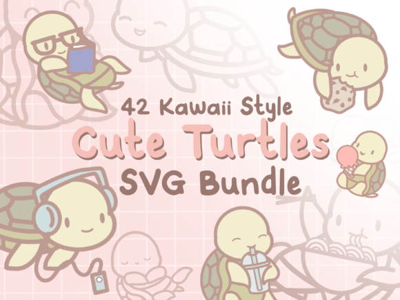 Cute Turtles SVG Illustrations for Graphics and Commercial Design