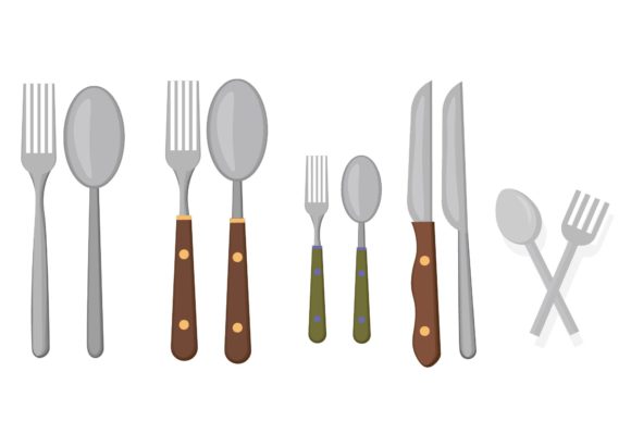 Dining Room Cutlery Illustrations & Graphics Set