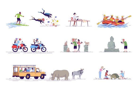 Indonesia Tourism Flat Illustrations for Branding