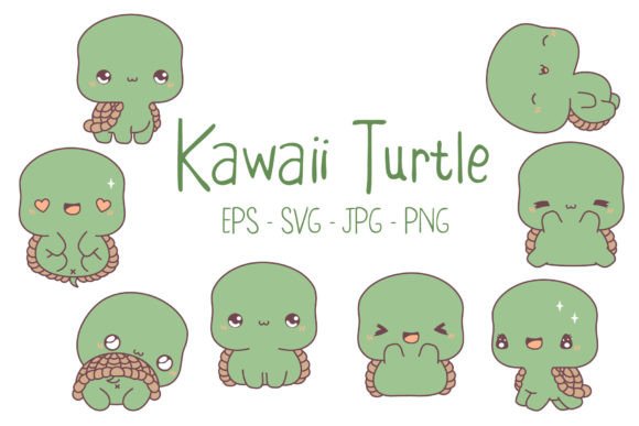 Kawaii Turtle Set: Graphics & Illustrations Review
