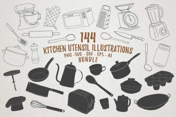 Kitchen Utensil Illustrations Big Set for Branding