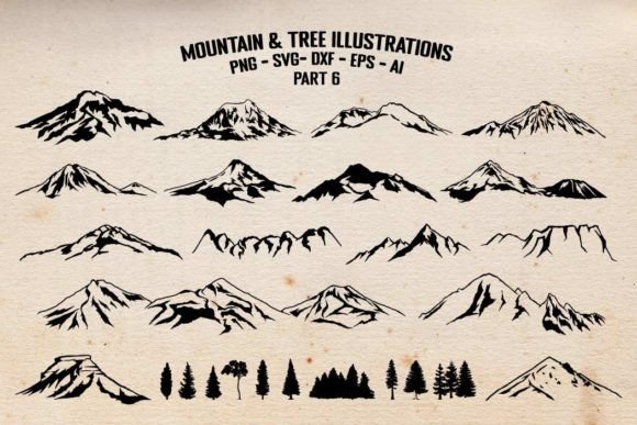 Mountains and Trees Graphics Illustrations for Brands