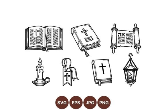 Religious Bible Illustrations Set: Graphics for Faith-Focused Publishing