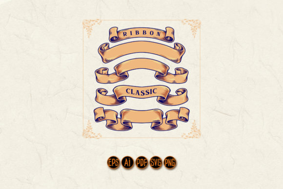 Set Ribbon Banner Classic Illustrations