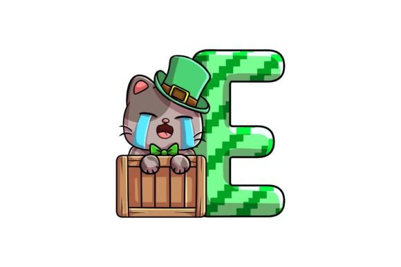St Patrick Cat Alphabet E Illustrations